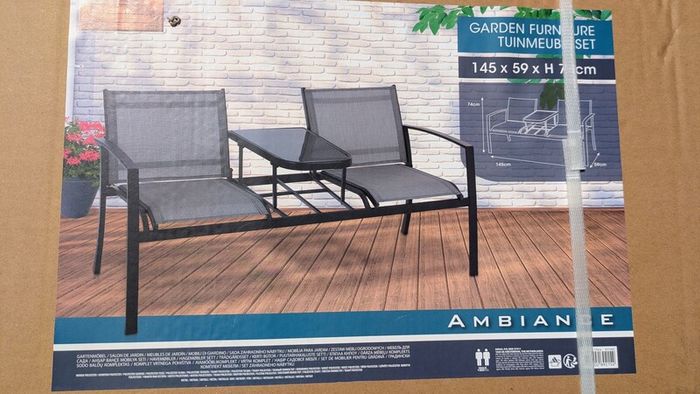 Garden Seater, Bench With Glass Table