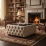 Chesterfield Coffee Table Velvet Rectangle 83x63x45cm with Glass Image 2