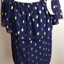 Navy blue & gold print chiffon off shoulder blouse top BNWTS size 12 including postage Image 3