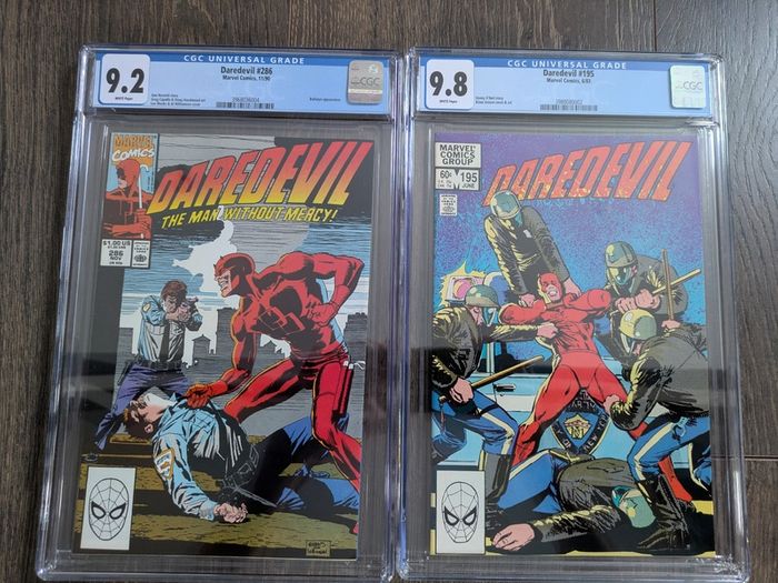 Daredevil Issue 195 and 286 CGC 9.8 Bullseye Certified Graded Comic Framed DC Marvel