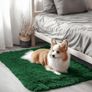 Fluffy Shaggy Rugs Living Room, Large Anti Slip Carpet, Machine Washable Soft Thick Pile Bedside Rug for Kids Bedroom, Nursery - Dark Green, 120 x 160 cm Image 6