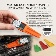 M.2 NVMe SSD Extension Adapter - 2230 / 2242 / 2260 to 2280 Form Factor Bracket - Short M2 Drive Extender For Laptops & Desktops