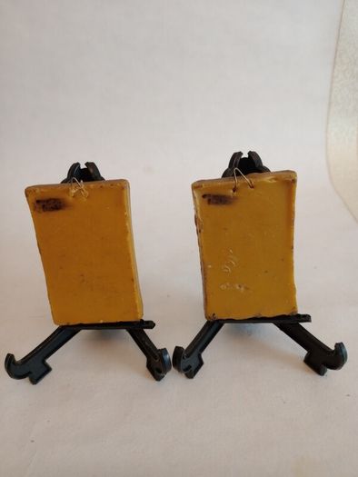 Vintage 1940s German Miniature Carved Wax Pictures x 2
