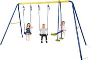 Kids Outdoor Swing Set with 2 Seats &amp; Glider, A-Frame Swingset for Children Ages 3-10, Supports 440lbs - Ideal Playground Sets for Backyards &amp; Gardens | Ideal centerpiece for weekend family gatherings and holiday celebrations in the courtyard
