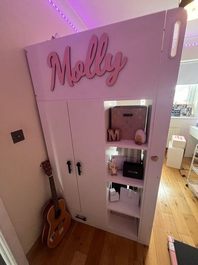 Teen/Kids Loft Bed with Desk and Wardrobe  White