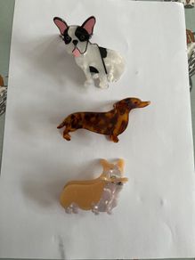 3 doggy hair clips hair claw clips