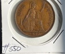 British Pennies 1935, 1936, 1937, 1938, 1939
