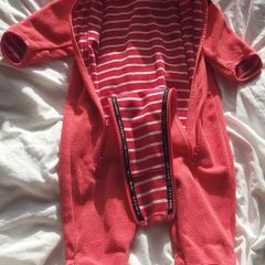 Polarn O Pyret Hoodless windproof fleece all-in-one, size 74 / 6-9 Months, Peach Colour