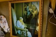 Unique Item. Vintage Large Display Picture of Praying John Paul II in a Frame. Electric, lights up. Religious.