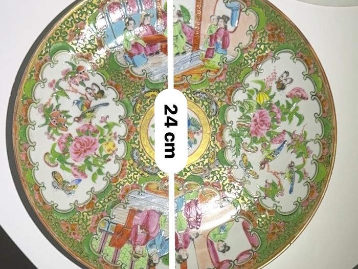 Set of 3 Antique 19th C. Chinese Export Rose Medallion Plates