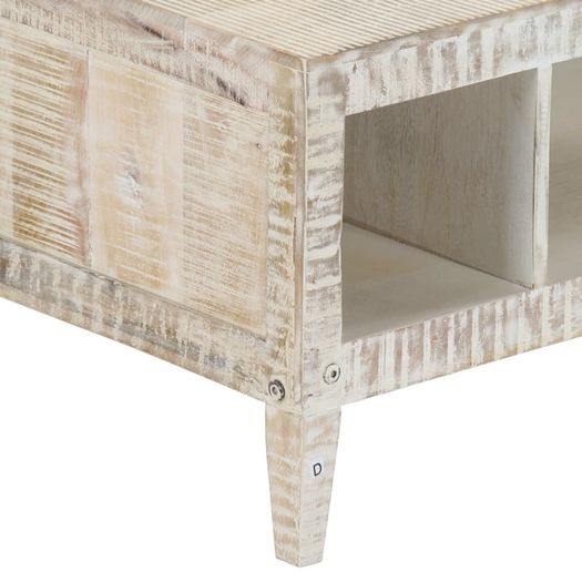 Coffee Table White 110x50x40 cm Solid Mango Wood