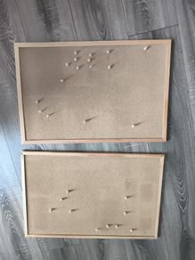 Pair of Wooden Framed Cork Notice Boards / Pin Boards