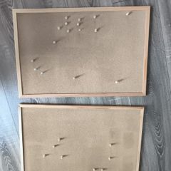 Pair of Wooden Framed Cork Notice Boards / Pin Boards