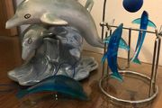 Two Dolphin Ornaments + dolphin mobile