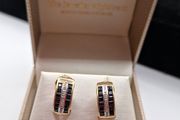 9 ct yellow gold blue sapphire and diamonds earrings