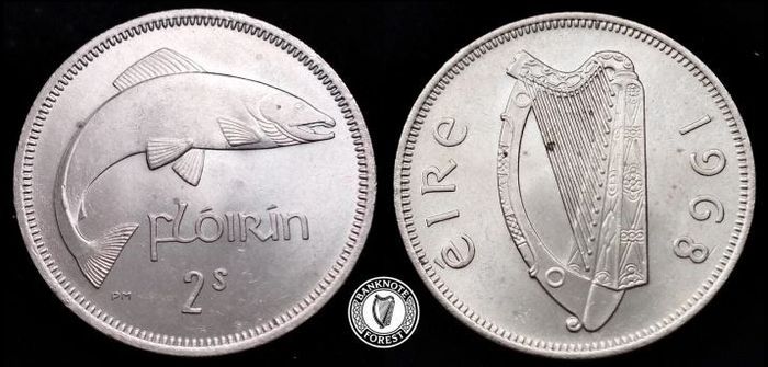 [#2376] - Ireland 1968 | Irish 2s | Irish Florin | Salmon | Mint State | MS