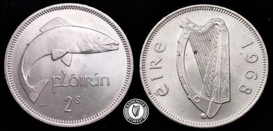 [#2376] - Ireland 1968 | Irish 2s | Irish Florin | Salmon | Mint State | MS