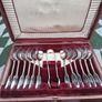 12 X John Round Fiddle Pattern Sterling Silver Teaspoons Plus Tongs (275 grams) Image 2