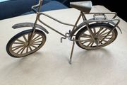 Vintage Miniature Gold Brass Metal Bicycle Figurine, Ornament, Doll House