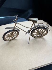 Vintage Miniature Gold Brass Metal Bicycle Figurine, Ornament, Doll House