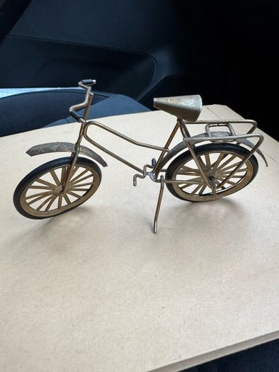 Vintage Miniature Gold Brass Metal Bicycle Figurine, Ornament, Doll House