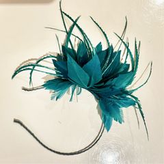 Fascinator Feather Trimmed - Emerald Green