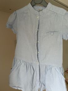 Zara blue and white stripe dress with peplum and pockets age 3-4
