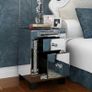BRAND NEW Mirrored Glass Bedside Table Drawer Glass Handle chevet Chest of Drawer Image 3