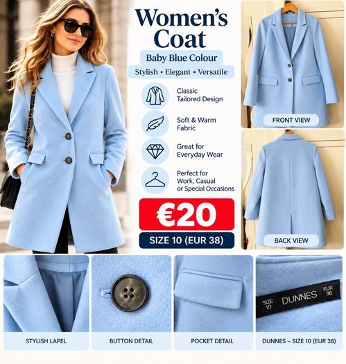 Women's coat, size UK10(EUR 38)