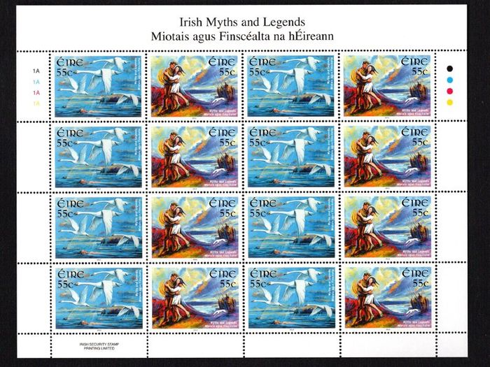 2012 Ireland Irish Myths and Legends Commemorative Stamps Sheetlet Plate 1A1A1A1A Mint Never Hinged (MNH)