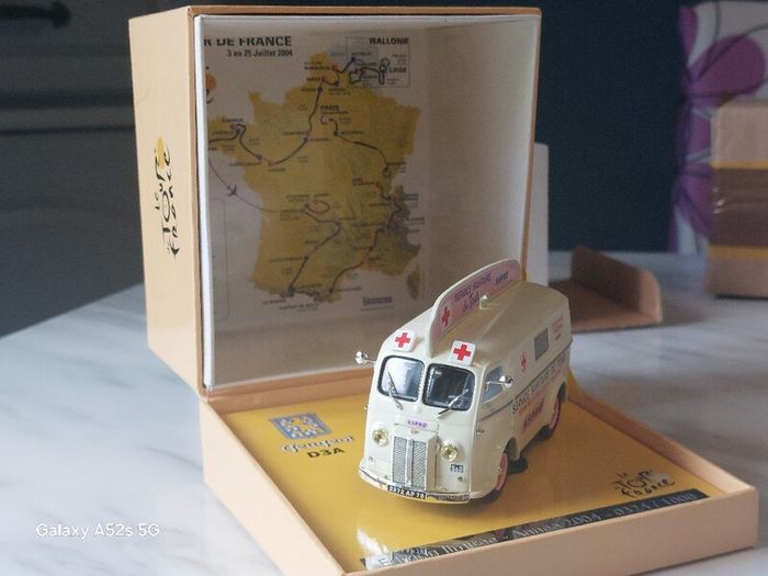 Norev 1:43 Scale Peugeot D3A Ambulance "Service Sanitaire du Tour de France / Aspro" Limited Edition Box Set.