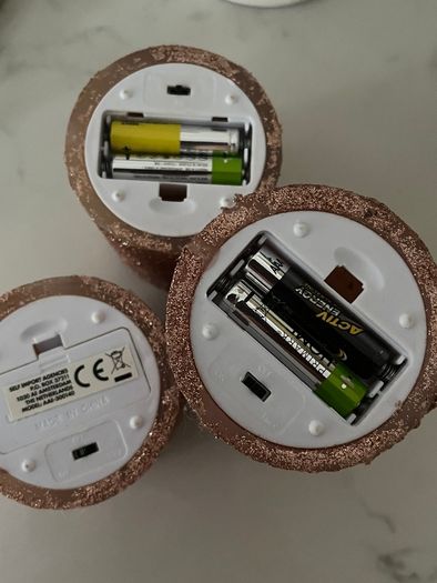 3 Rose Gold Battery Timer Candles