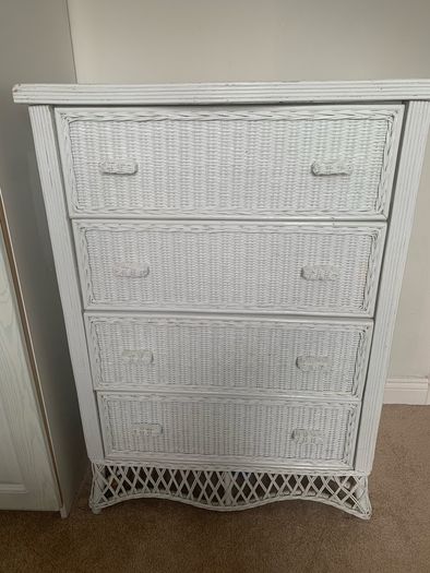 White Wicker Chest of Drawers