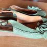 Sage Green Leather Rose Wedges Image 3
