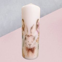 Easter spring bunny decorative large ivory pillar candle