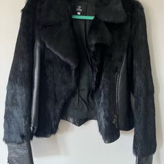 Versace jeans couture leather and fur jacket