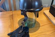 Antique/Vintage Leather Motorcycle Helmet/Gloves
