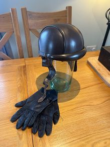 Antique/Vintage Leather Motorcycle Helmet/Gloves