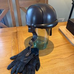 Antique/Vintage Leather Motorcycle Helmet/Gloves