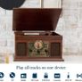 Record Player Vinyl Turntable with Speakers  USB MP3 Playback/Bluetooth/FM Radio/CD And Cassette Player/Vinyl LP Records/SD Card Reader (FREE POSTAGE) Image 2