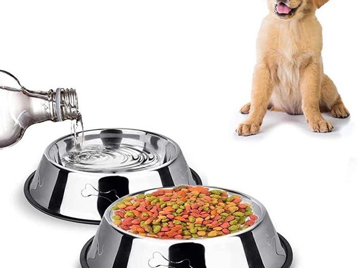 2 Stainless Steel Dog Bowls, Dog Feeding Bowls, Dog Plate Bowls With Non-slip Rubber Bases,Small Pet Feeder Bowls And Water Bowls (FREE POSTAGE)