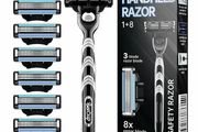 8 PCS Manual Razor For Men Three Layer Blade With Knife Holder Stainless Steel Blades No Skin Damage Old Style Blades Shaver Like Gillette Fusion Mach