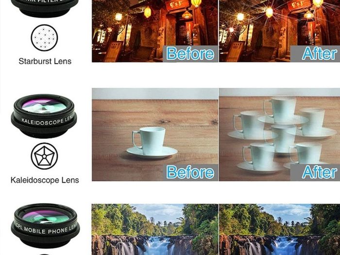 Cell Phone Camera Lens Kit,11 in 1 Universal 20x Telephoto Lens,0.63Wide Angle+15X Macro+198 Degree Fisheye+2X Telephoto+Kaleidoscope+CPL/Starlight/Eyemask/Tripod,for Most iPhone Smartphone (FREE POSTAGE)