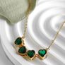 Shamrock Gold Steel Clover Necklace Saint Patrick's Day Emerald Green Heart Pendant jewellery Image 9