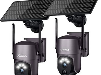 2Pack Smart Solar Security Camera Outdoor Wi-Fi, 2K Super HD PTZ CCTV Camera Wireless Surveillance Camera Home Security Color Night Vision PIR Human Detection Two-way Audio