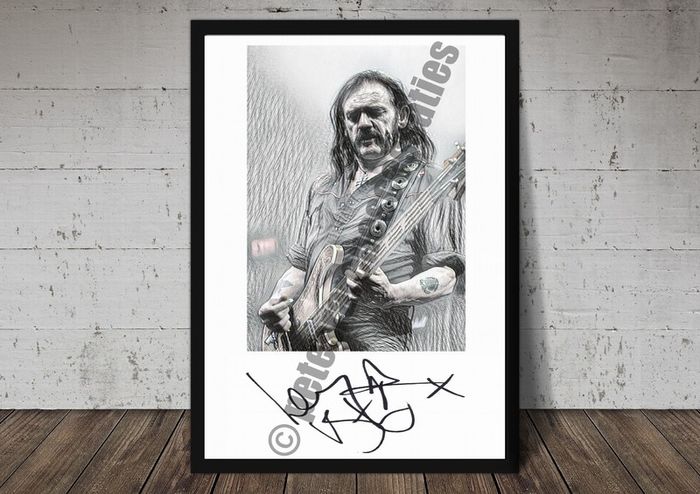 Lemmy Kilmister Motorhead Art Print Sketch with Replica Autograph