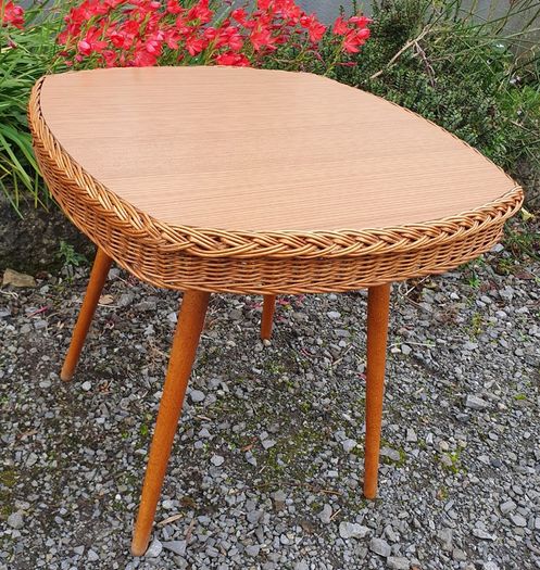 Very Rare Mid Century Wicker Table