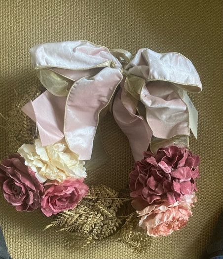 Large gold & pink wreath Brown Thomas