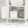White Freestanding Bathroom Cabinet with Shelves and Cupboard Image 4