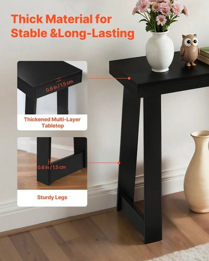 91.5cm Console Table, Narrow Hallway Table, Modern Wooden Sofa Table, Entryway Desk for Living Room, Hallway & Foyer, Black